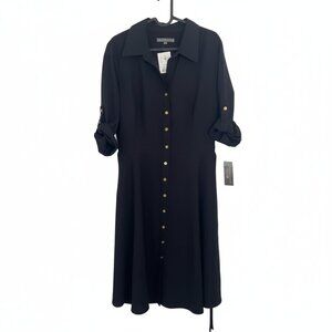 Sharagano Womens Button Front Pleated Shirt Casual Dress Style 6W2S196185